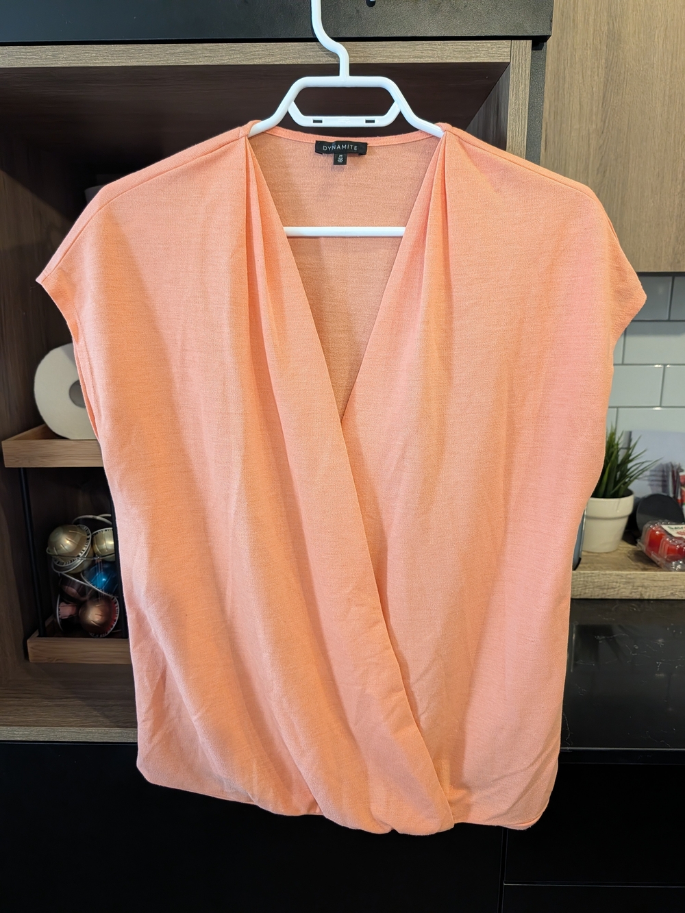 Dynamite Peach Wrap-Style Sleeveless Blouse